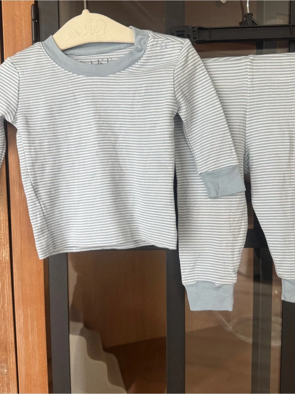 LAKE Pajamas set pima long sleeve tee pants cotton baby boy slate dusty blue